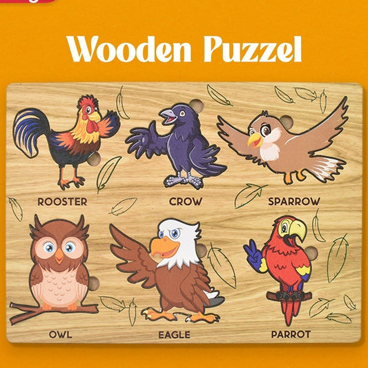 Wooden Puzzle Learning Board For Kids - (1 Pc  Mix Design  Random)