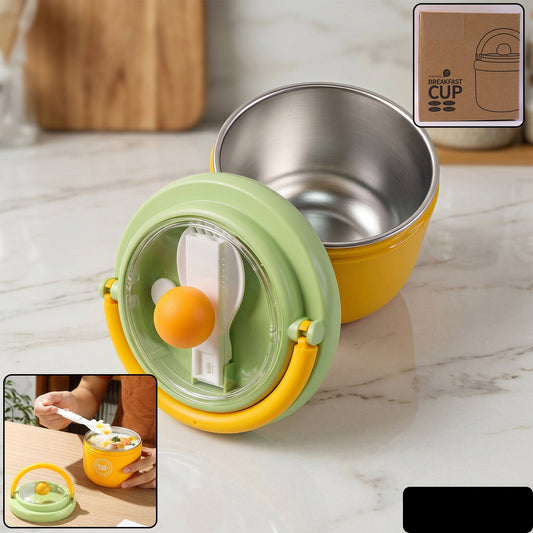 Luxury Cute Leak-proof Stainless Steel Lunch Box With Spoon - 600 Ml
