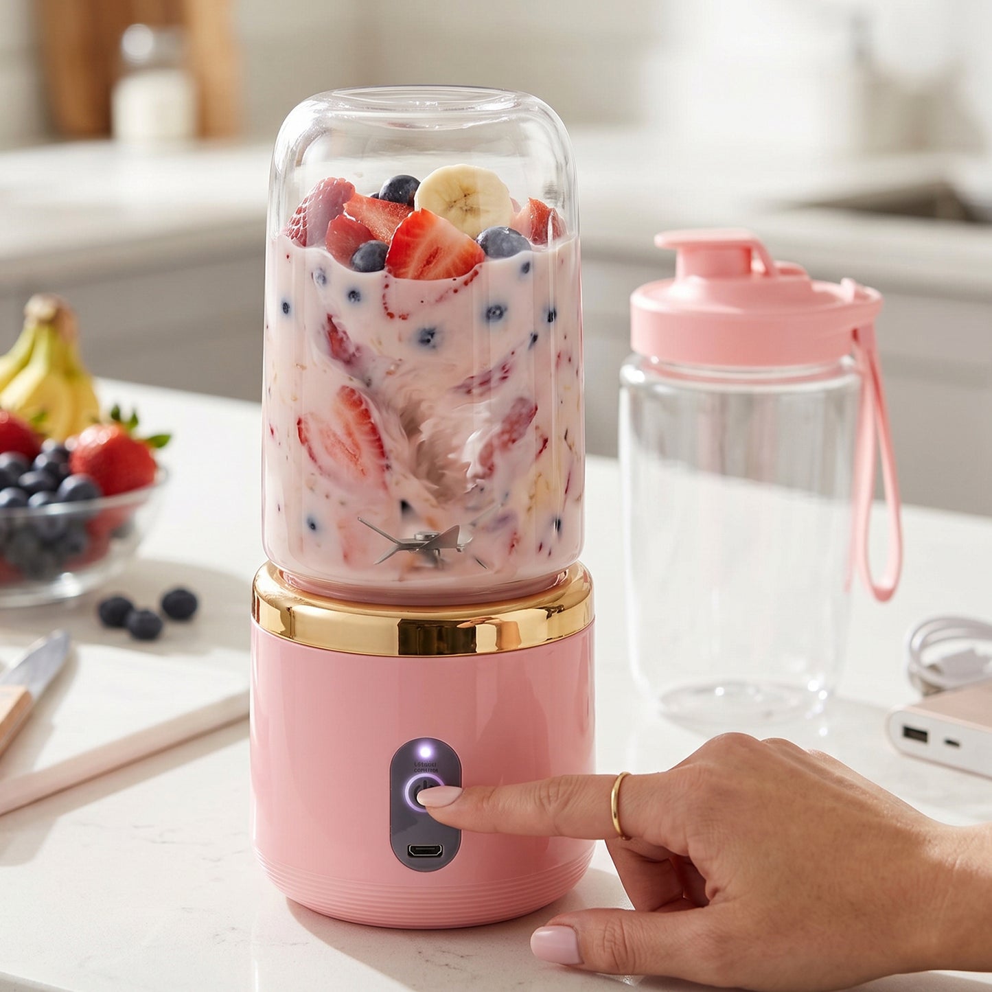 Portable Electric Juicer  Cordless  Usb Rechargeable For On-the-go