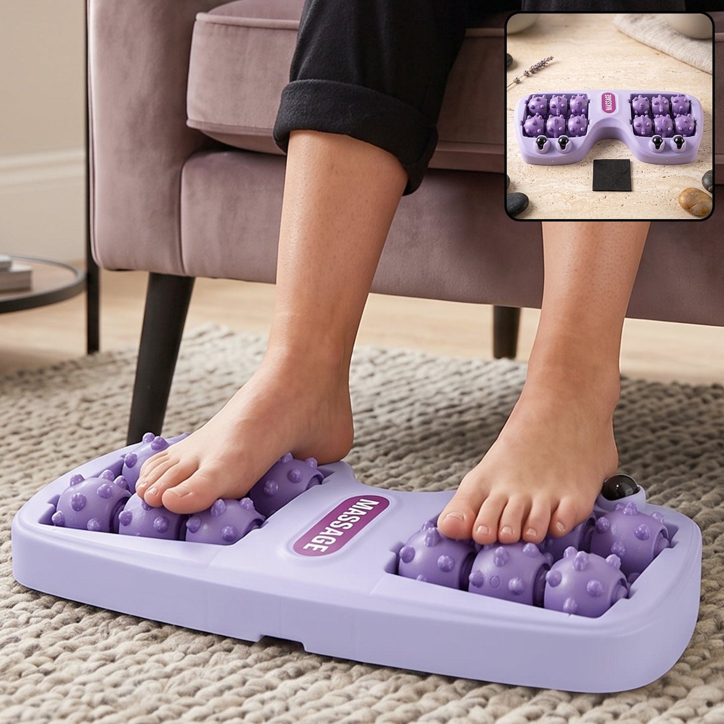 Manual Plastic Roller Foot Massager With Acupressure Nodes For Both Feet (1 Pc)