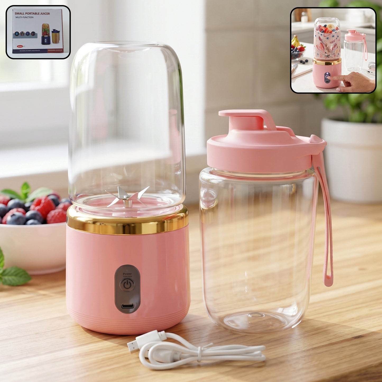 Portable Electric Juicer  Cordless  Usb Rechargeable For On-the-go